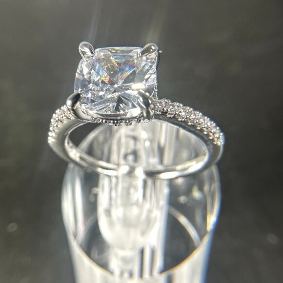 Womens Silver Plated Brass Ring Cubic Zirconia - Picture 6 of 15